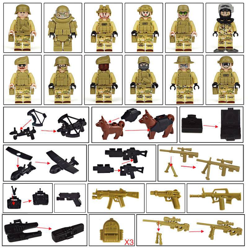 Xếp hình  Army Minifigures Lính Thủy quân lục chiến Mỹ USMC ( trang phục vàng cát sa mạc ) bán lẻ