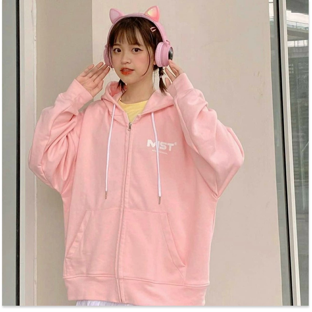 Áo khoác hoodie nữ có nón form rộng kiểu hoodie có dây kéo đi học thời trang Super fashion