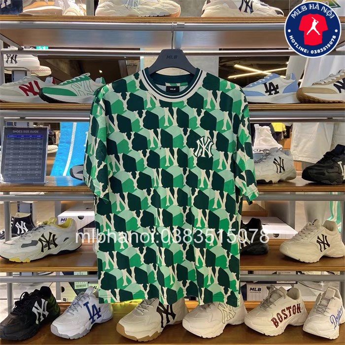 ÁO PHÔNG MLB CUBE MONOGRAM tay ngắn nam nữ chính hãng