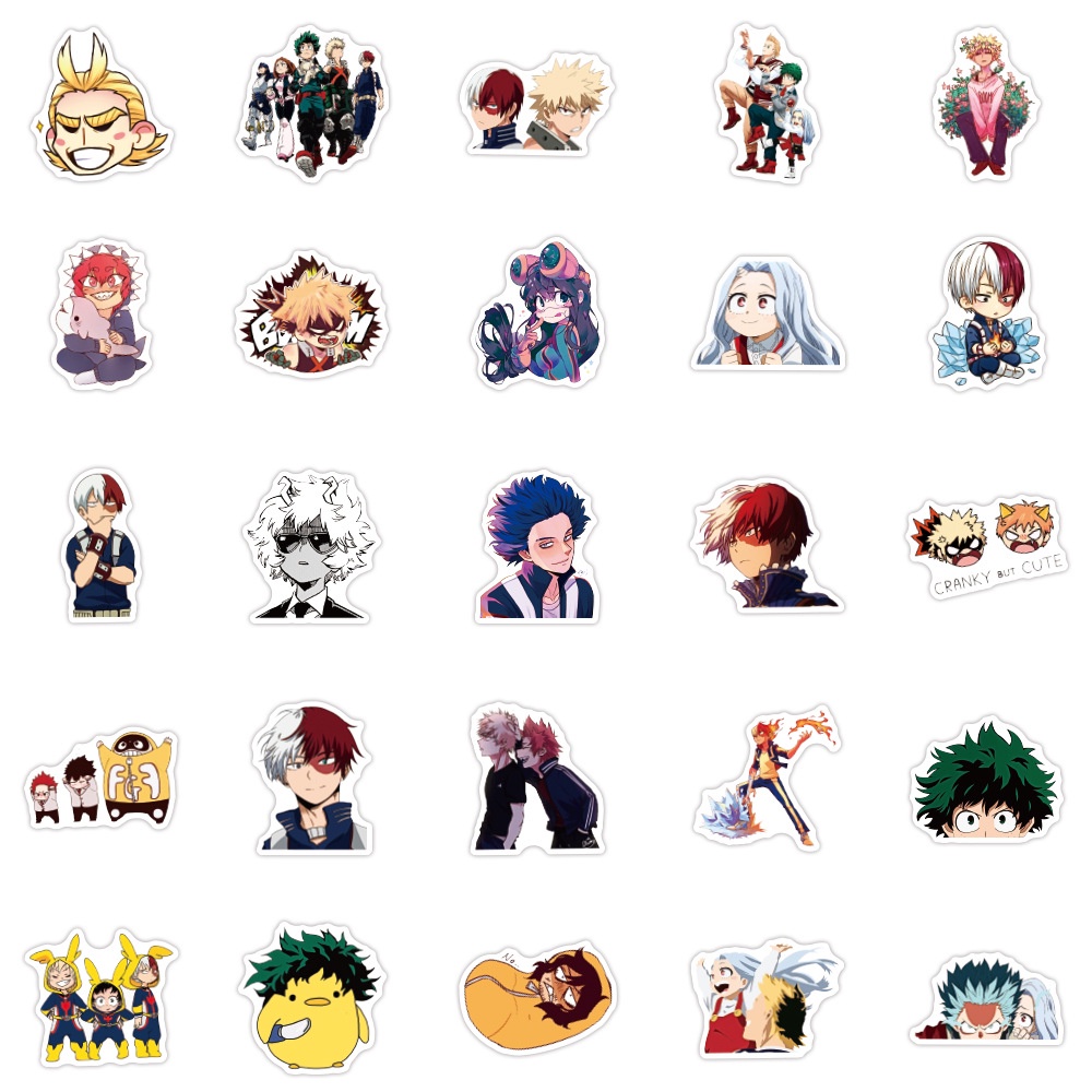 Y&P| Hình Dán Chống Nước My Hero Academia Nhật Bản Anime Mũ Bảo Hiểm Máy Tính Xách Tay Hành Lý Dán Thiết Lập, 50 tờ