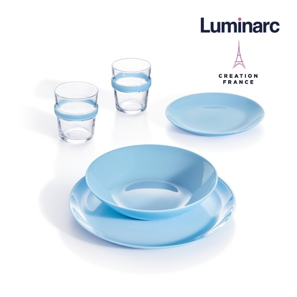 Bộ 6 Đĩa Sâu Thuỷ Tinh Luminarc Diwali Light Blue 20cm- LUDIP2021