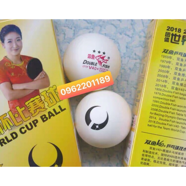 Quả bóng bàn song ngư Team World Cup 3 sao 6 quả 40+ trắng hàng chính hãng