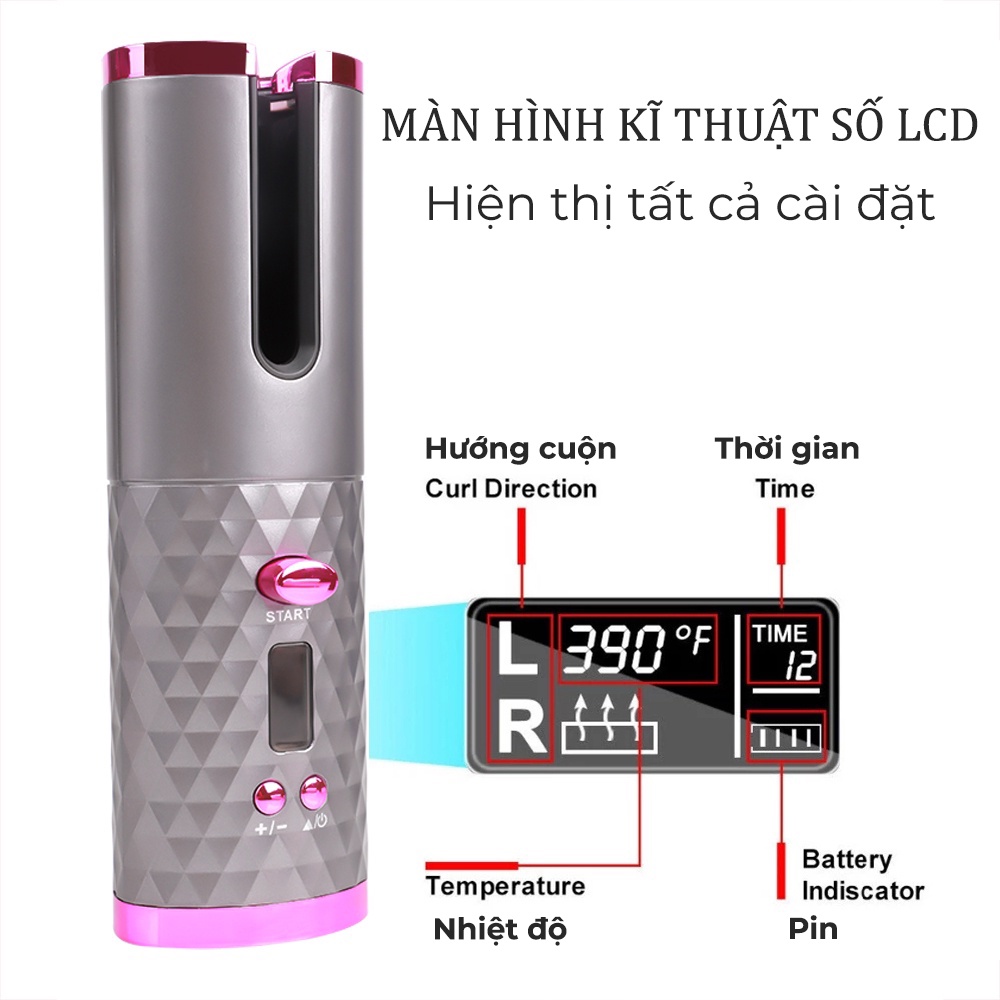 Máy uốn tóc tự động mini không dây tự xoay cầm tay làm xoăn tự động thông minh