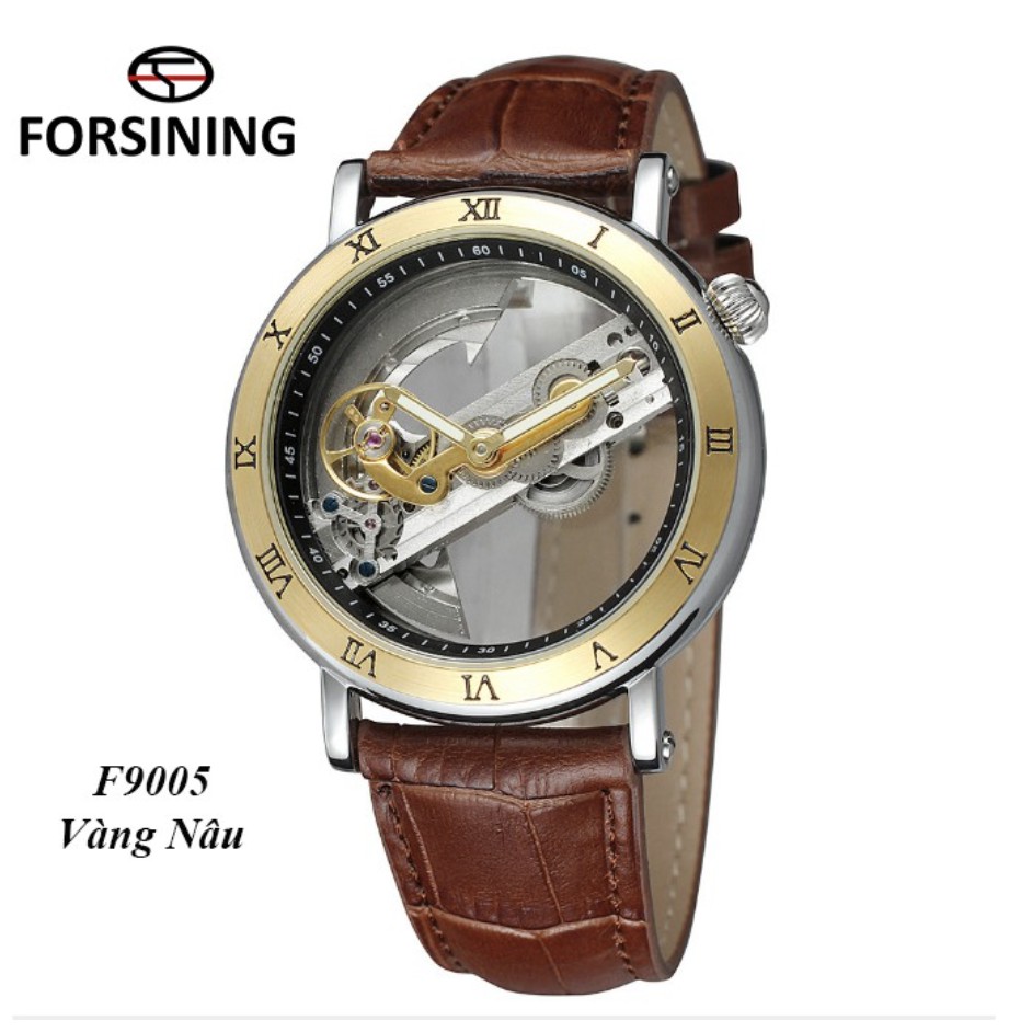 Đồng Hồ Kim Nam Forsining Máy Cơ Automatic Mặt Tròn Dây Da Lộ Máy - Đồng Hồ Mặt Trong Suốt 2 Kim