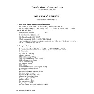Siro yến sào HUTA vị YẾN đặc trưng - Chứa 4 loại enzym tiêu hoá - Giảm trớ, nôn, giúp bé ăn ngon ngủ ngon 20 ống