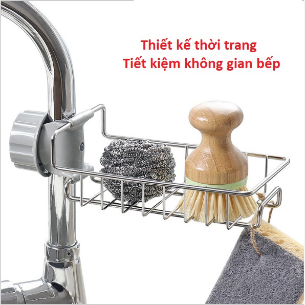 Rổ treo vòi nước rửa chén, giá treo vòi nước phòng tắm tiết kiệm không gian nhà bạn, chất liệu Inox bền đẹp
