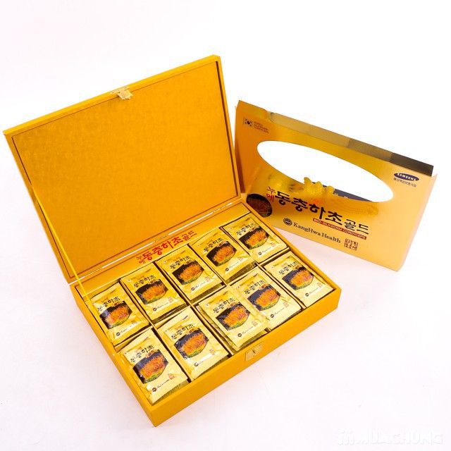 Nước Đông Trùng Hạ Thảo 60 Gói Kanghwa Hàn Quốc Hộp Gỗ Vàng Chính Hãng