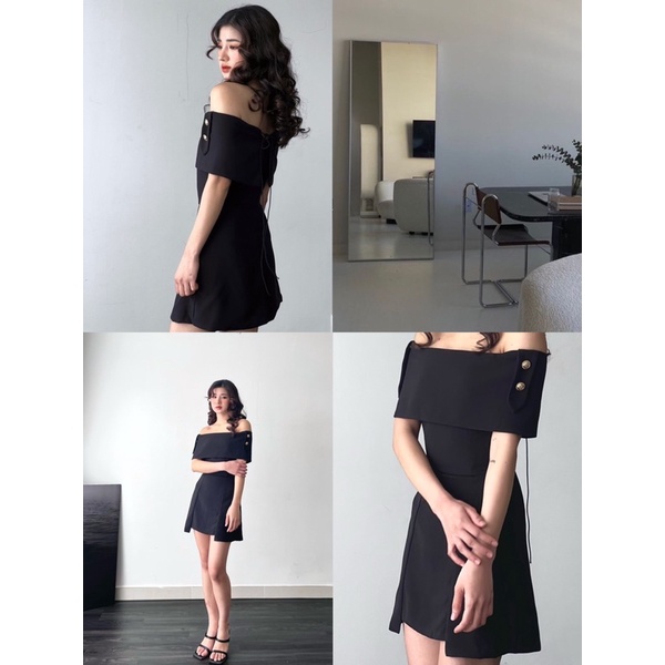 luna dress/đầm đen đính nút