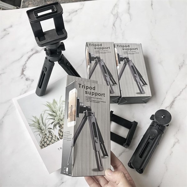 Đèn livestream make up để bàn 16cm 26cm kèm chân Tripod Support MT01 xoay 360 độ chiều cao  21cm đổi 3 màu siêu sáng