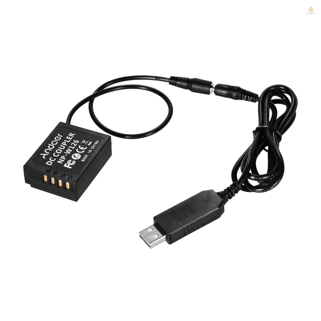 ANDOER Đầu Chuyển Đổi Pin 5V USB Sang NP-W126 DC Cho Máy Ảnh Fuji X-A1/X-A2/X-A3/X-E1/X2/X-X-Pro/X-T1/X-T-X10/Shxr35