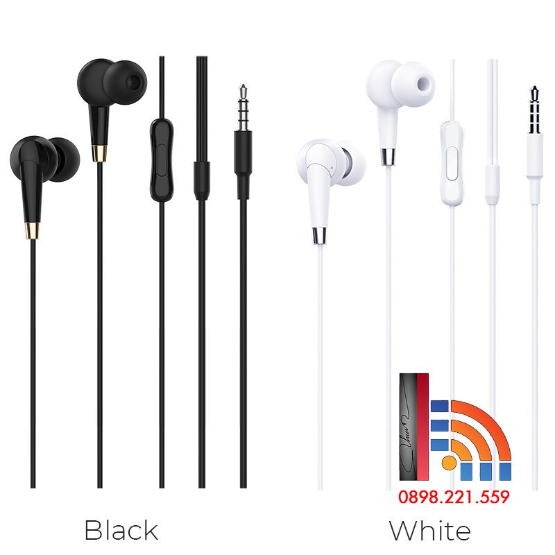 Tai nghe CÓ DÂY 3.5mm Hoco M60 & M58 có Mic đàm thoại dùng cho  ss Oppo xiaomi-màu đen/ trắng