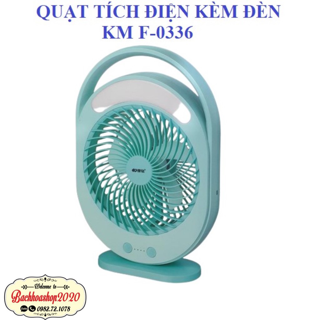 QUẠT SẠC TÍCH ĐIỆN CÓ ĐÈN LED KM F0336