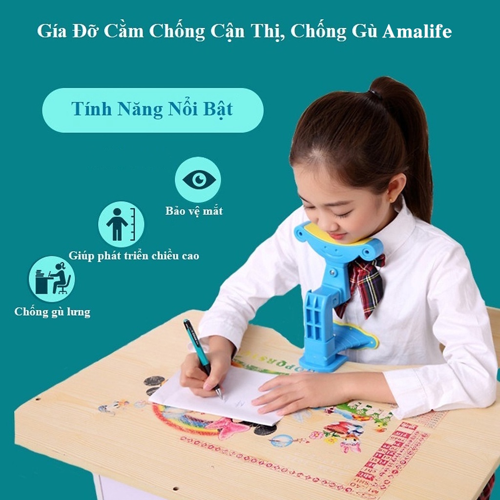 Giá Đỡ Cằm Chống Cận Thị, Dụng Cụ Chống Gù – Tặng Kèm 3 Con Cá Heo Luyện Chữ Cho Học Sinh Chính Hãng Amalife