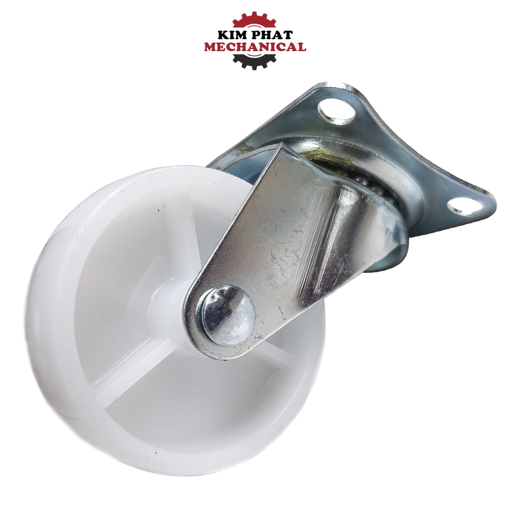 Bánh Xe Đẩy Hàng Màu Trắng Xoay 360 độ Có Khóa 4/5/6/7 cm Chịu Lực Tốt