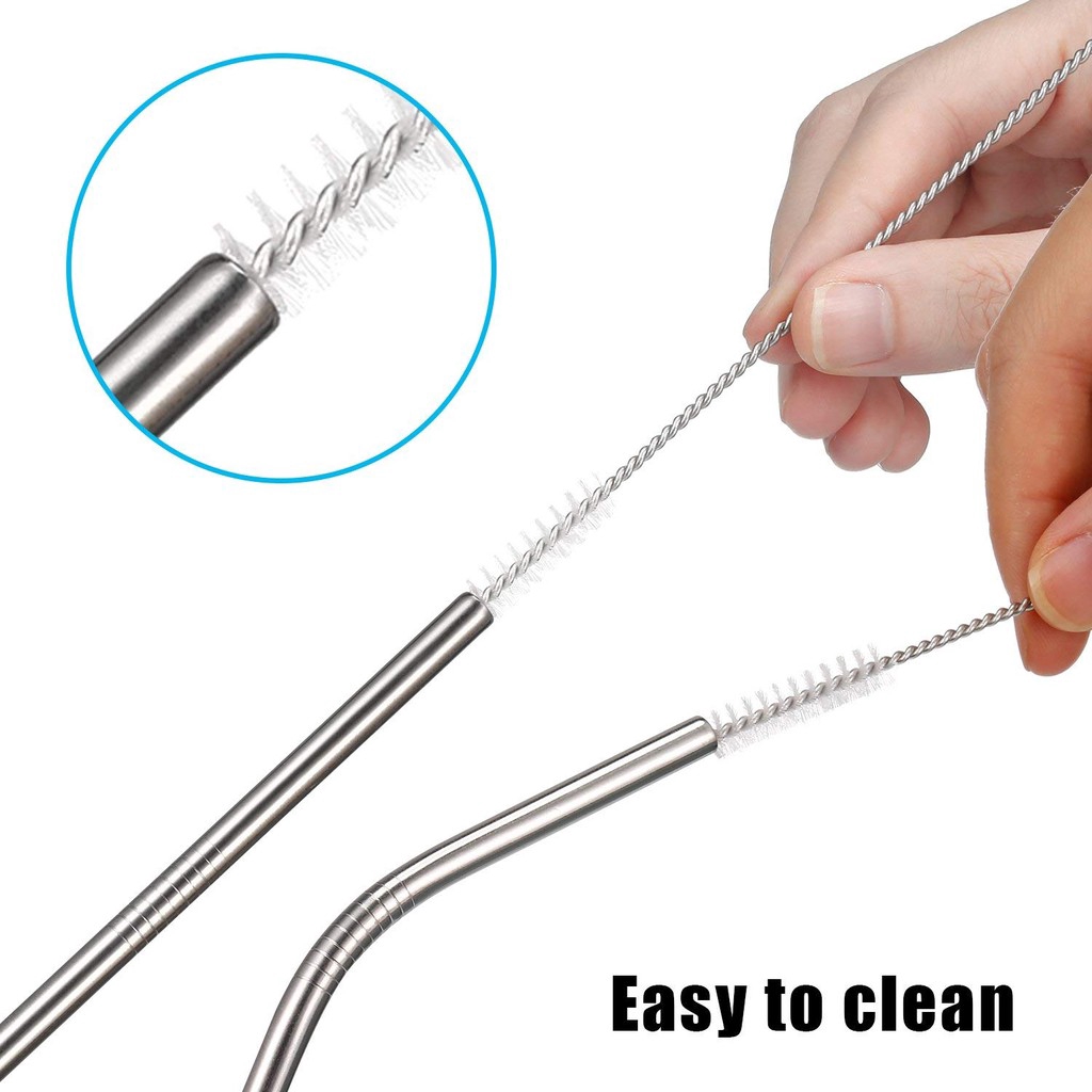 Set Ống Hút Bằng Thép Không Gỉ Có Thể Tái Sử Dụng Kèm Cọ Rửa