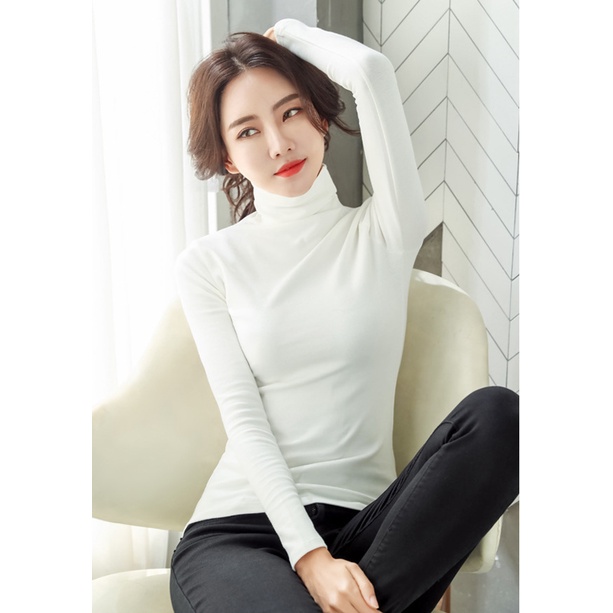 Áo Cổ Lọ Bigsize Nữ Tay Dài Dưới 80Kg Chất Thun Cotton Co Giãn 4 Chiều Thoáng Mát Thấm Hút Mồ Hôi "CL"