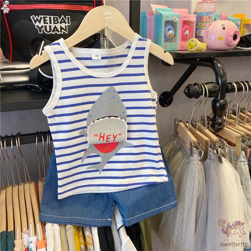 Bộ Áo Ba Lỗ In Hình + Quần Đùi Cho Bé Trai