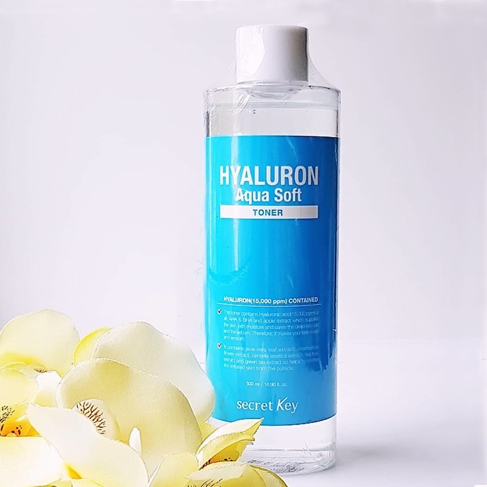 Nước hoa hồng cấp nước dưỡng ẩm da không chứa cồn Secret Key Hyaluron Aqua Soft Toner 500ml