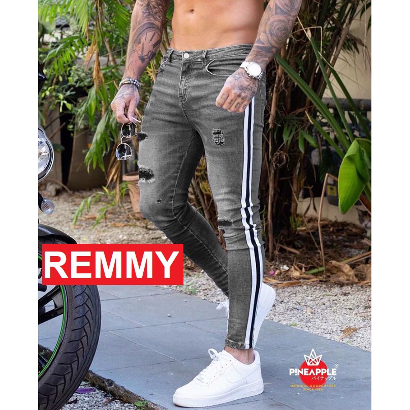 QUẦN JEAN NAM XÁM RÁCH PHỐI VIỀN CAO CẤP CHẤT BÒ KJ2018 REMMYSHOP | BigBuy360 - bigbuy360.vn