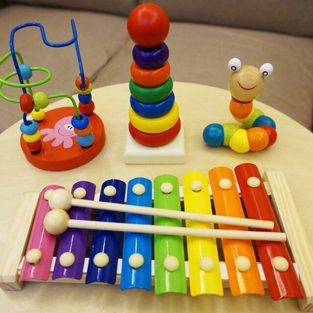 Đồ Chơi Gỗ Combo 3 Món Dành Cho Bé Từ 0-3 Tuổi