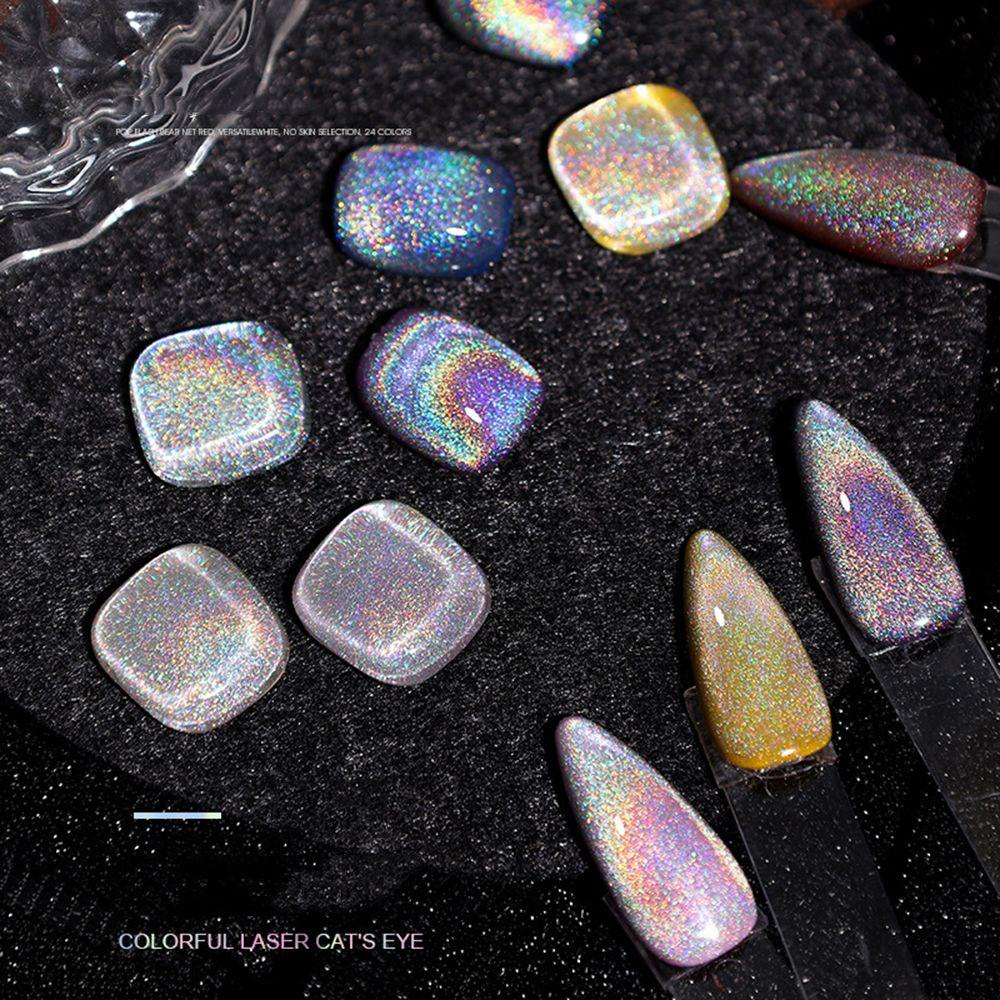 XIANSTORE Nail Art Colorful Reflective Glitter UV Gel Magnetic Gel 15ml Rainbow Cat Eye Nail Gel Winter Nail Polish Sparkling Auroras Soak Off Holographic Glitter
