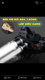 Đèn pin Led siêu sáng đội đầu 3 bóng