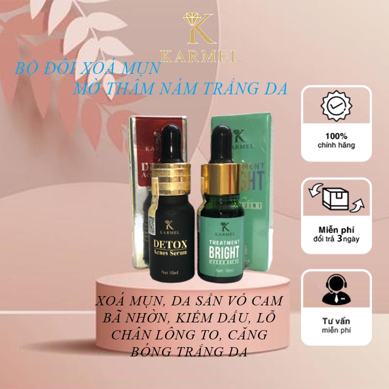 Bộ Serum Detox Acnes, Treatment Bright - Xoá Mụn Căng Bóng Trắng Da Mờ Thâm Nám loại bỏ da sần vỏ cam Karmel