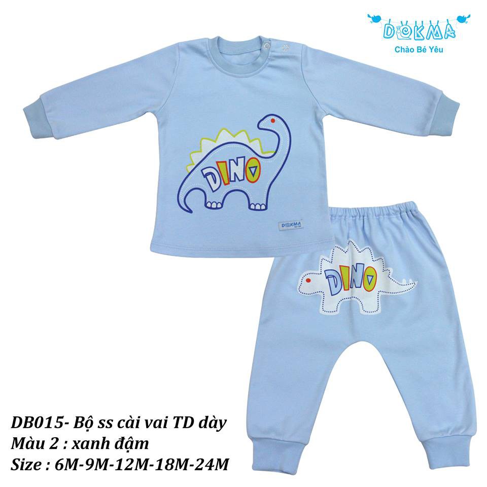 XẢ KHO - Bộ cài vai dài tay chất cotton dày cho bé 6-12 tháng tuổi DB015