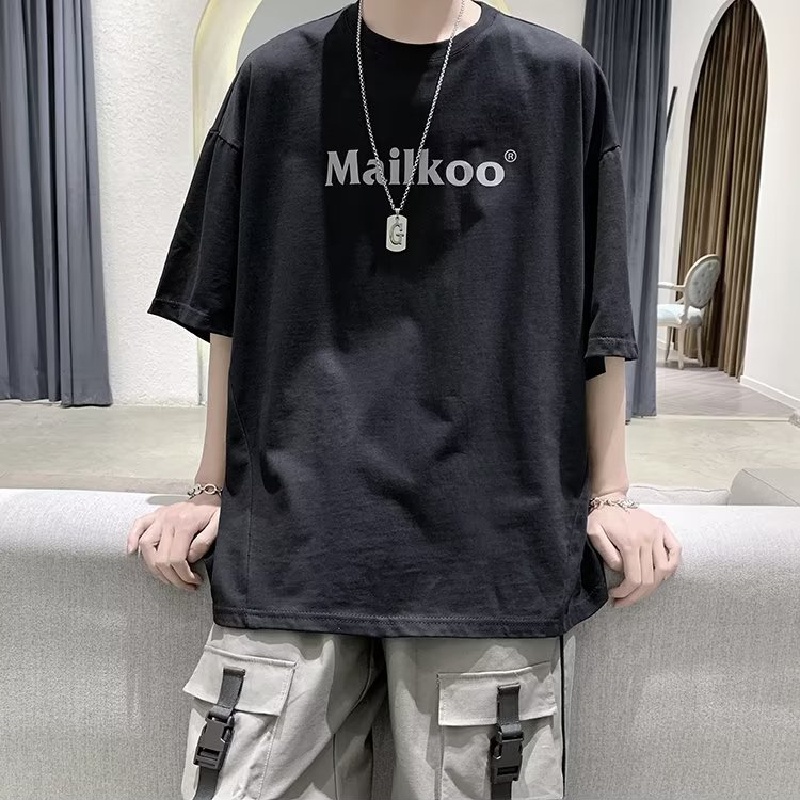 Áo Thun Dáng Rộng In Chữ Phong Cách Hàn Quốc Thời Trang Mùa Hè Cho Nam / Size M-8XL