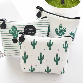 Bóp đựng tiền xu in hình xương rồng xinh xắn/Ví tiền xu