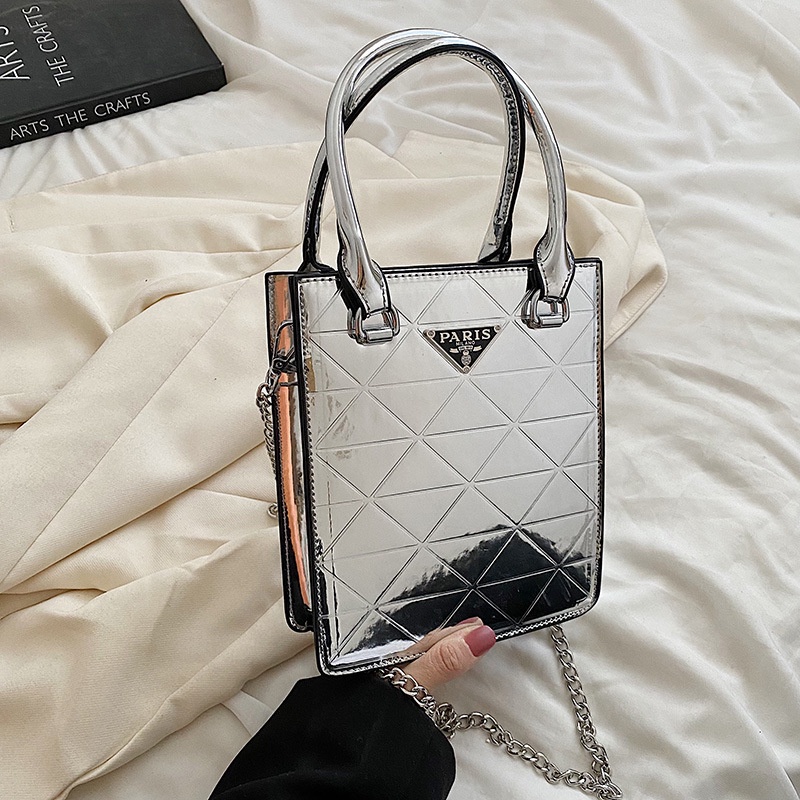 Túi xách tay đeo vai IELGY chuỗi dây xích thiết kế sáng bóng thời trang cho nữ