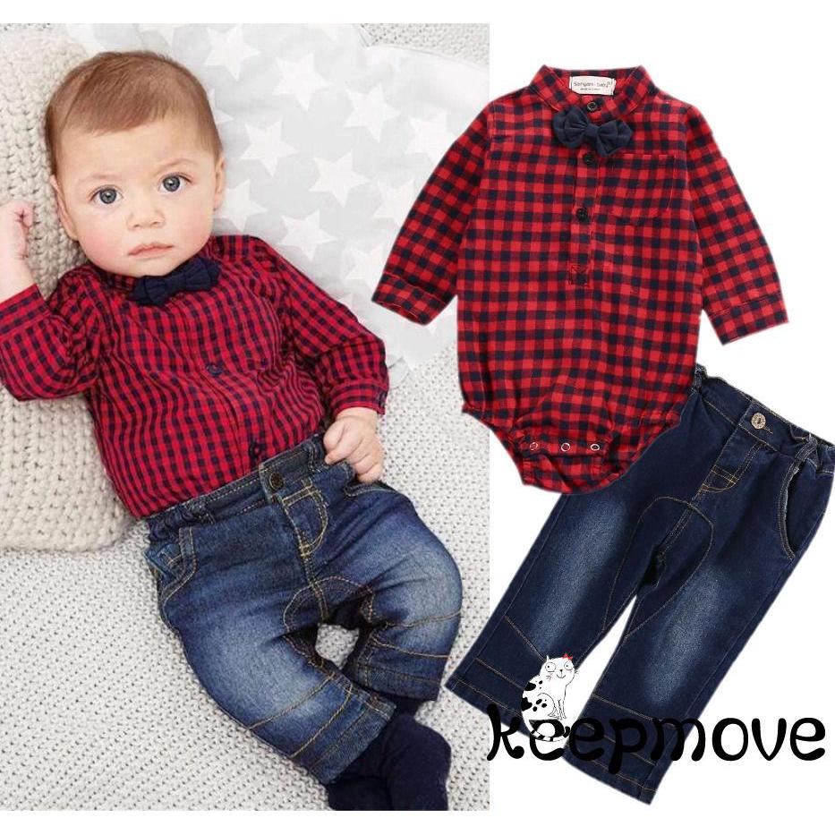 Áo liền quần + Quần jean cho bé mới sinh