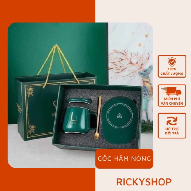 BỘ MÁY HÂM NÓNG ĐỒ UỐNG TIỆN LỢI KÈM CỐC SỨ LUCKY - Phong cách hoàng gia siêu sang