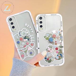 Zymello Ốp lưng Vivo Y17 Y20 Y21 Y15S Y15 Y12 Y12A Y11 Y91C Y91i Y1S Y30 Y51 Y72 Y75 Y85 Xu hướng thời trang Hoa hình gấu trong suốt Vỏ điện thoại