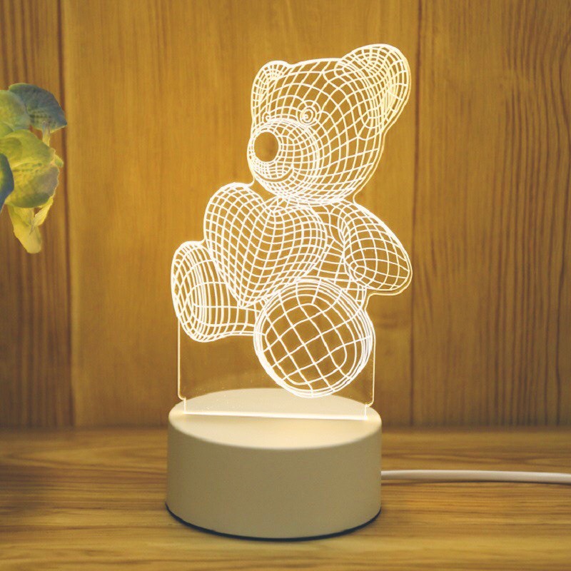Đèn ngủ LED 3D trang trí,quà tặng độc đáo- Đèn đổi màu 3 chế độ ( Đầu cắm điện trực tiếp,có công tắc bật tắt)