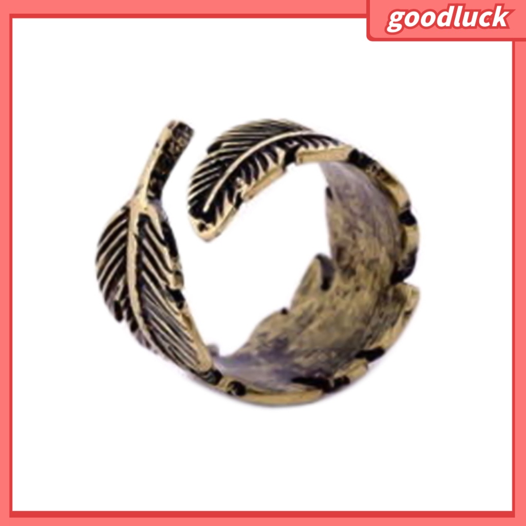 Nhẫn hở hình chiếc lá bằng đồng có thể điều chỉnh phong cách cổ điển cho nam và nữ