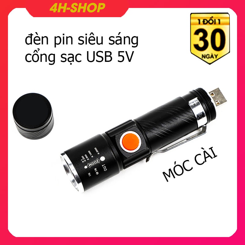 Đèn pin siêu sáng XML - T6 có cổng sạc USB - có Zoom - có chớp led - bền rẻ đẹp - kèm video.