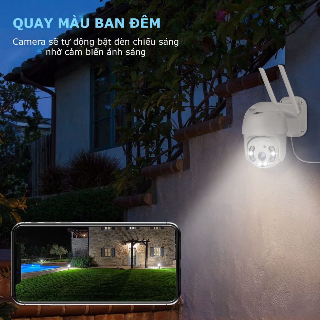 Camera giám sát 360 độ trong nhà, ngoài trời Hisee SE, camera wifi an ninh gia đình thế hệ mới giám sát qua điện thoại