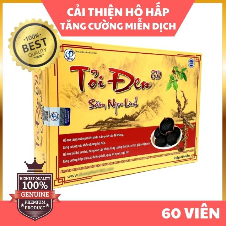 Tỏi Đen Sâm Ngọc Linh - Giúp cải thiện hệ hô hấp, Tăng cường hệ miễn dịch, Cải thiện sức đề kháng (Hộp 60 viên)