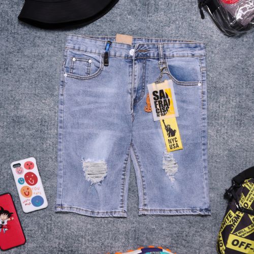 Quần short jeans nam rách nhẹ phong cách hàn quốc,tha hồ mà hoạt động thoải mái - QSH706