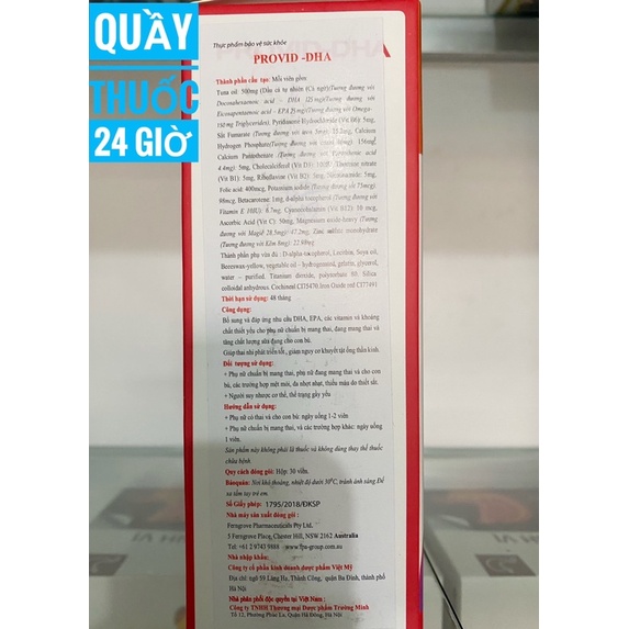 Vitamin bà bầu Provid DHA nhập khẩu chính hãng Úc hộp 30 viên