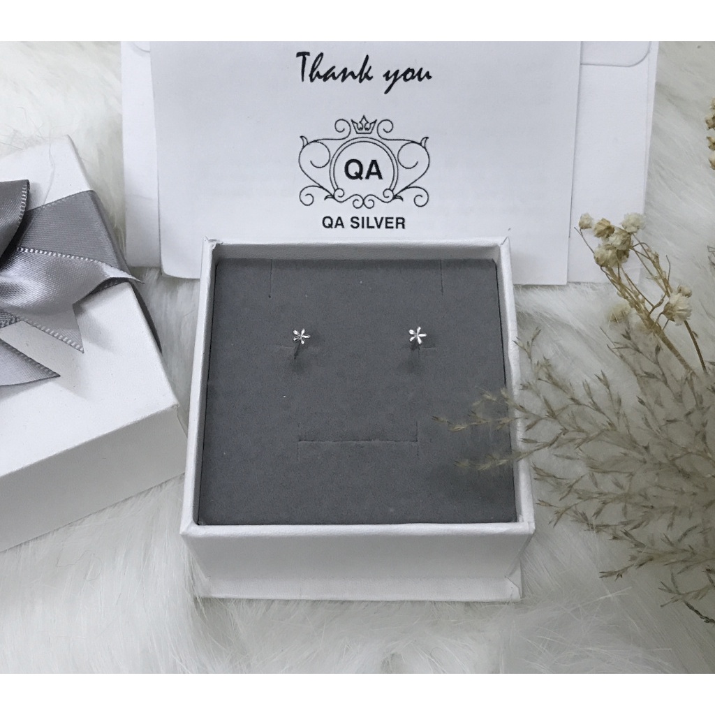 Hoa tai bạc bông hoa nhí 5 cánh khuyên tai bạc nụ S925 FLORA Silver Earrings QA SILVER EA210404