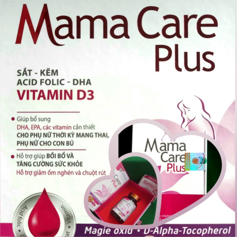30 viên Sắt bà bầu MAMA CARE PLUS, hỗ trợ giảm ốm nghén, chuột rút, và dưỡng thai