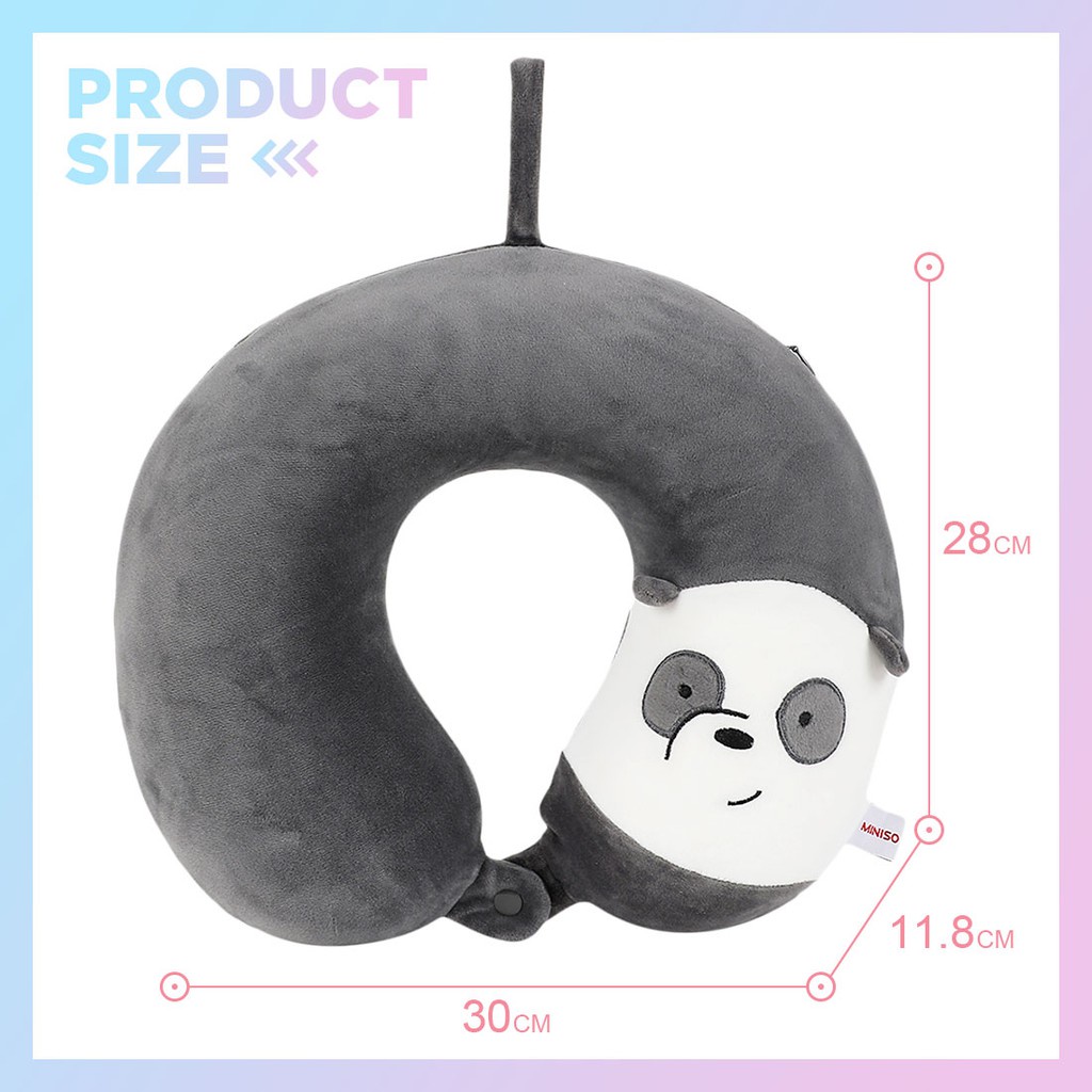 Gối chữ U Miniso We Bare Bears, Panda xám đậm gối cổ văn phòng