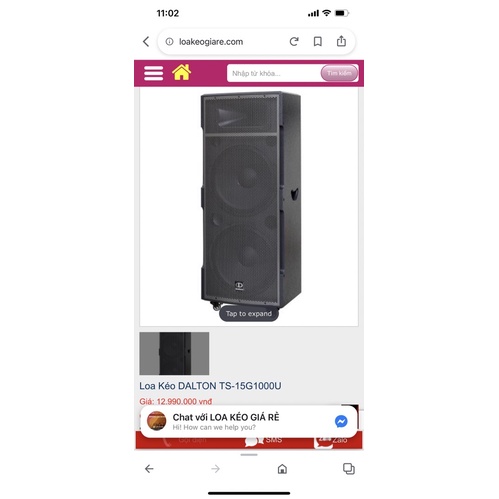 LOA KÉO 4 tấc đôi  DALTON TS-15G1000U, công suất 1000w. Hàng trưng bày mới>95 %