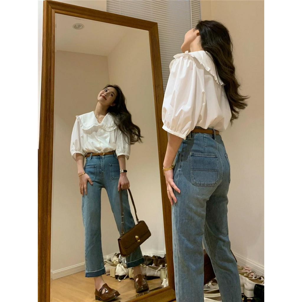 Áo Sơ Mi Trắng Cổ Bèo Ngắn Tay Thời Trang Sành Điệu 63393