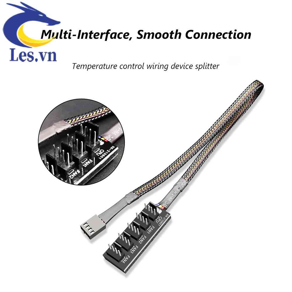 Cáp Chia Cổng Quạt Tản Nhiệt 1 Sang 5 4-Pin PWM CPU PC Ốp
