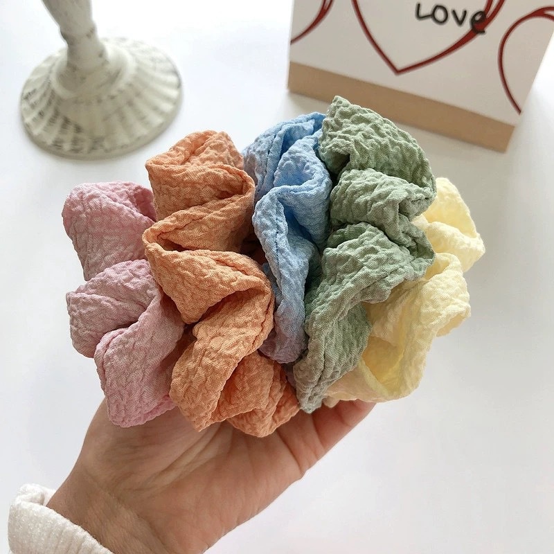 Dây Cột Tóc Vải Màu Trơn Cỡ Lớn Phong Cách Hàn Quốc Cho Nữ