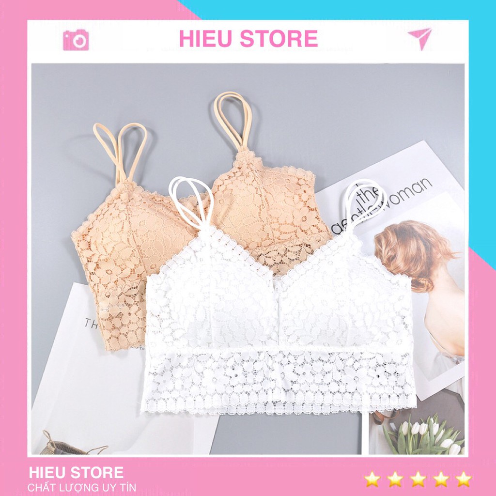 Áo Lót Nữ Ren Hoa Dây Kép Đệm Bàn Tay Nâng Ngực Chất Mềm Thoải Mái Hieu Store24h - 8812