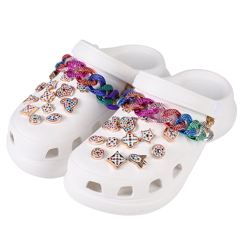 Set 27 Phụ Kiện Trang Trí Giày / Sân Vườn Hình Hoa Đính Đá Pha Lê Có Thể Tháo Rời Charms